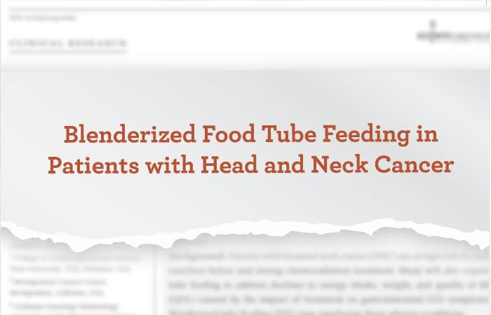 Feeding Tube Meals: Blenderized Tube Feeding